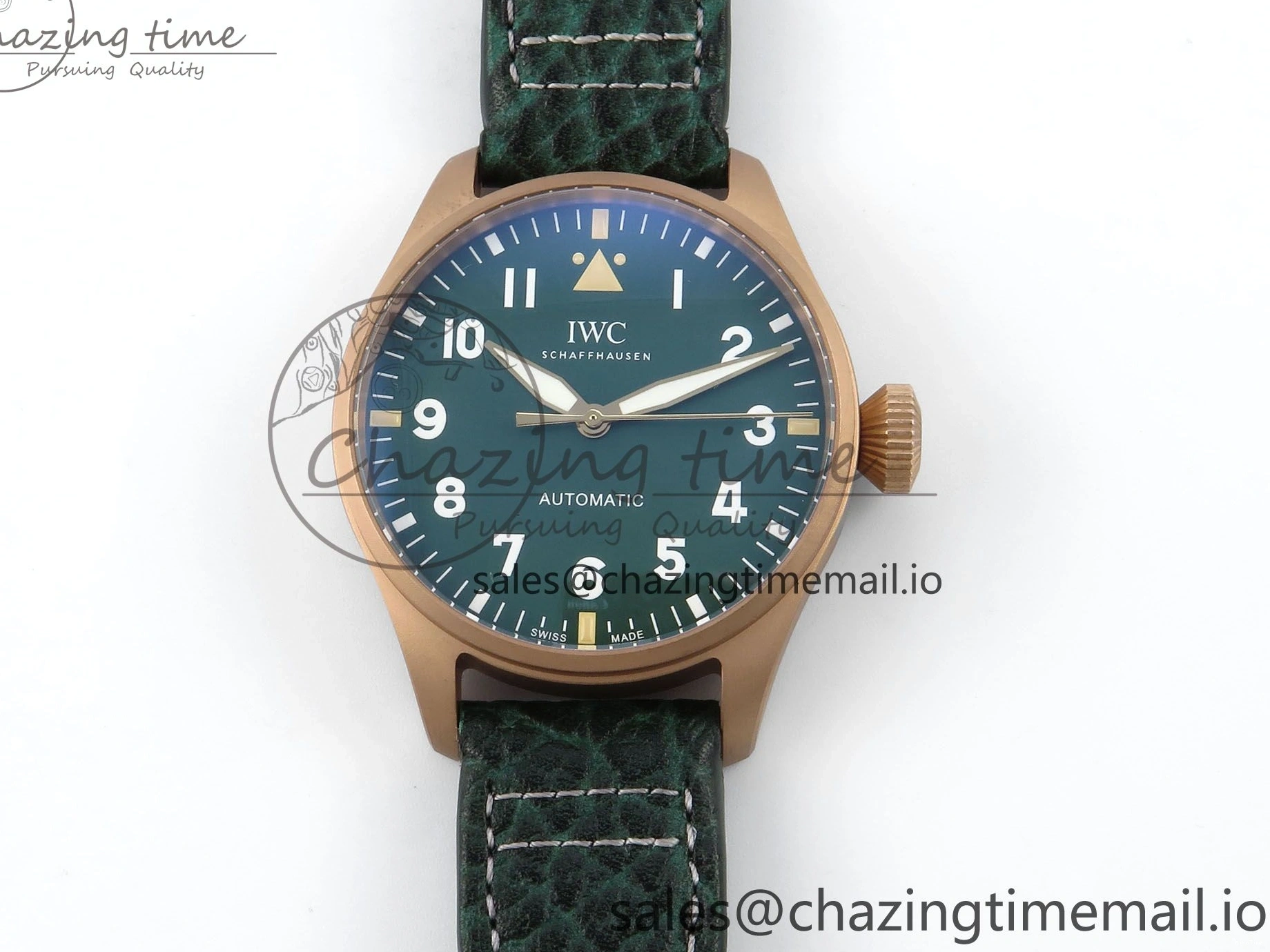 MIROTIME 0505 Durable Big Pilot IW329702 M+F 1:1 Best Edition Green Dial on Green Leather Strap MY 7006